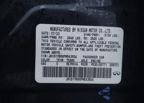 2023 Infiniti Q50 Luxe Awd from USA, damaged, VIN JN1EV7BRXPM543504